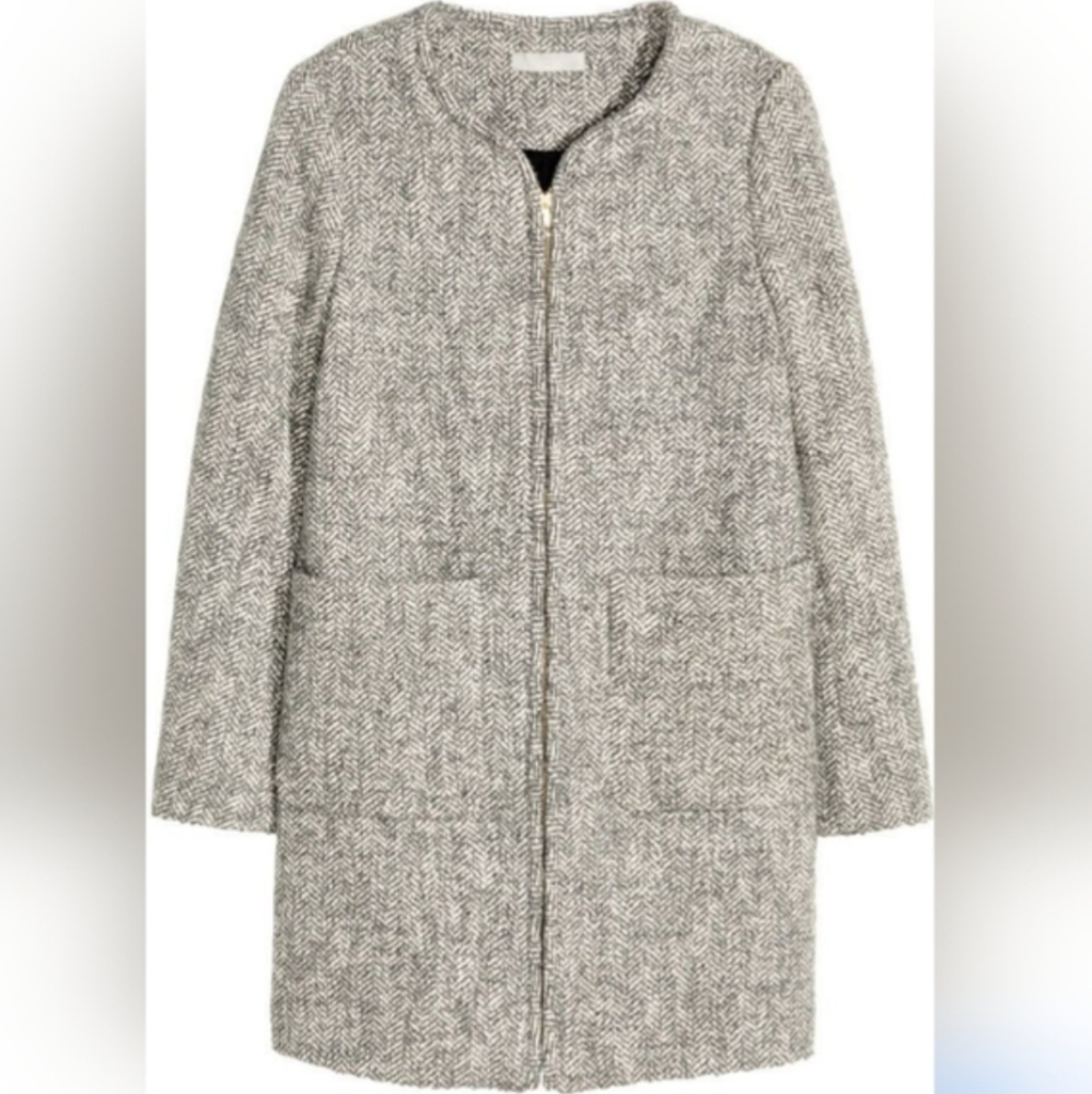 H&M Women's Gray Tweed Coat